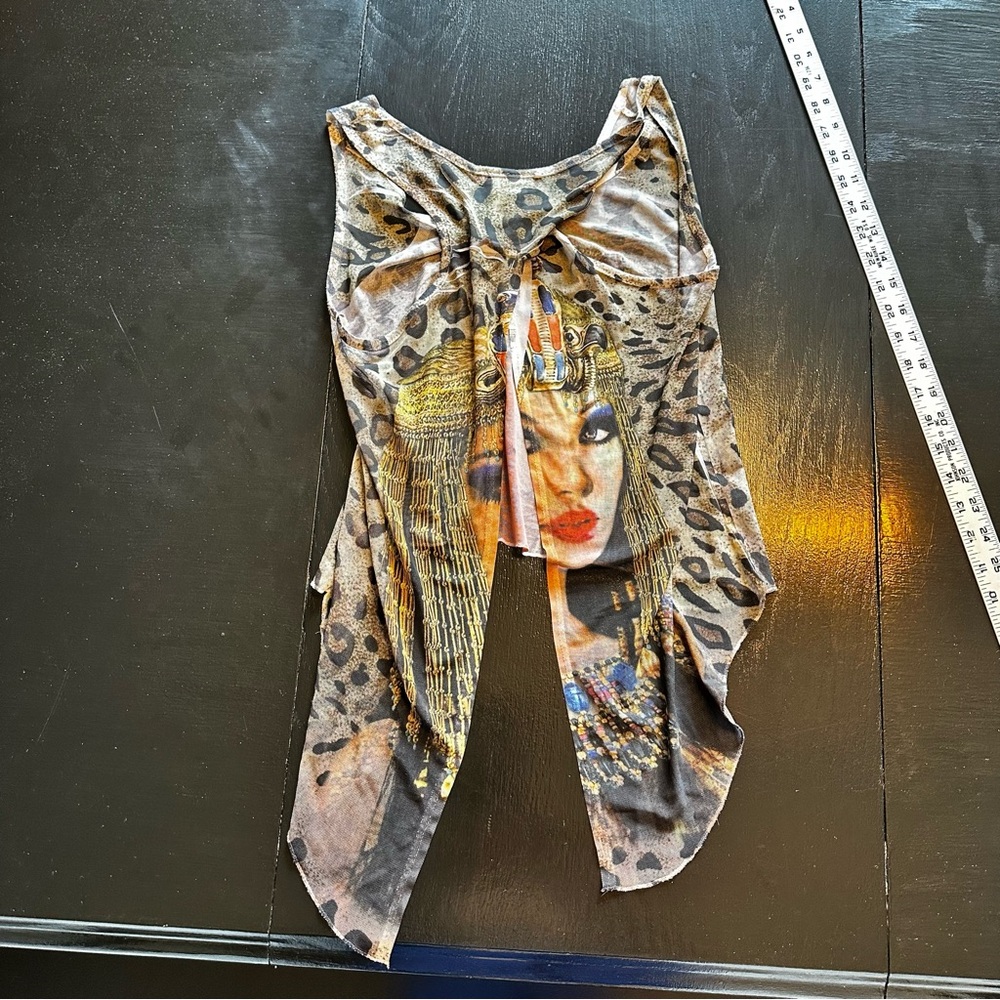 Vintage Small Cleopatra King Tut Sheer Costume Trisha Paytes Tank Top 90s y2k - Picture 7 of 7